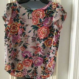 Floral tulip sleeves blouse